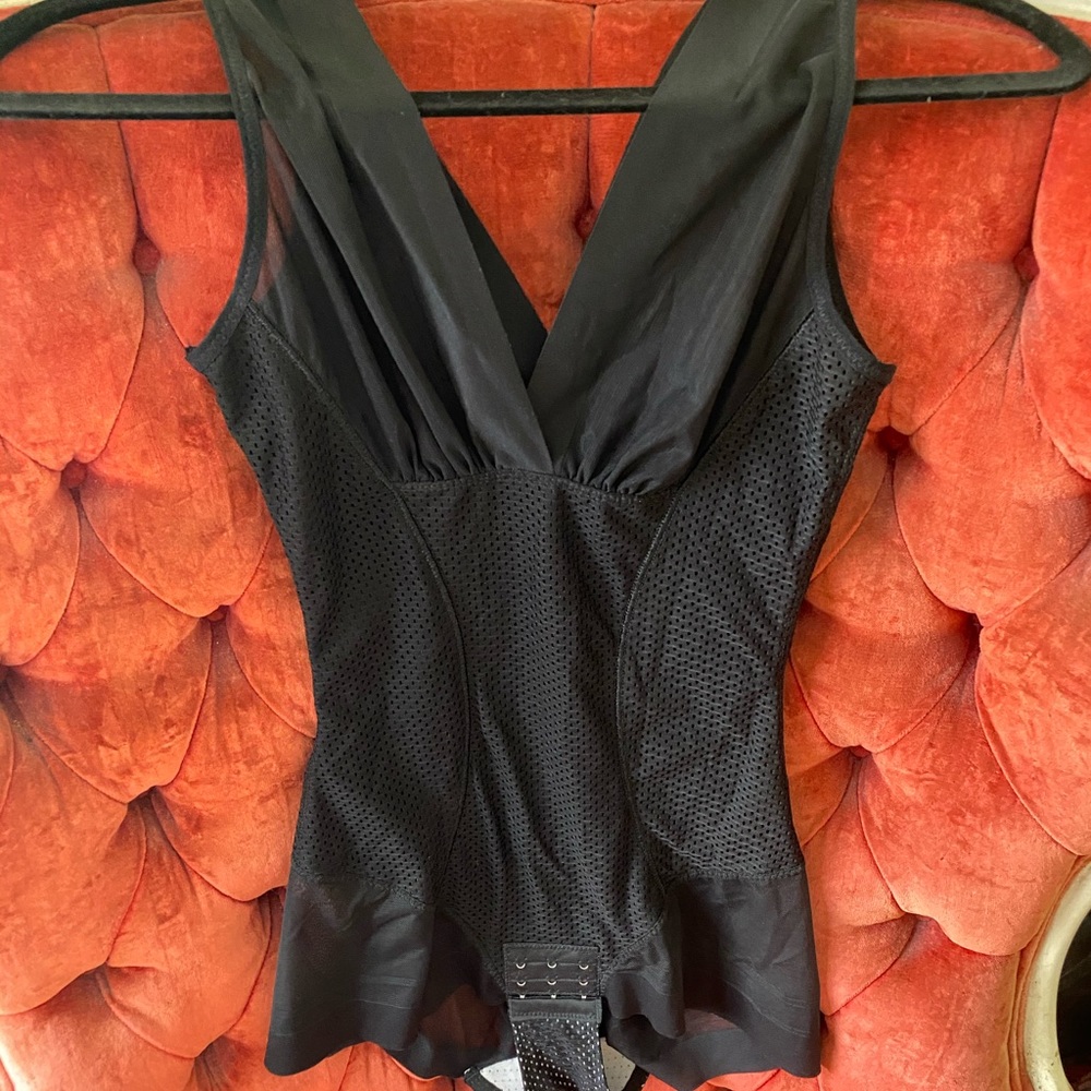 Black mesh shape wear/ body suit with scrunch butt
